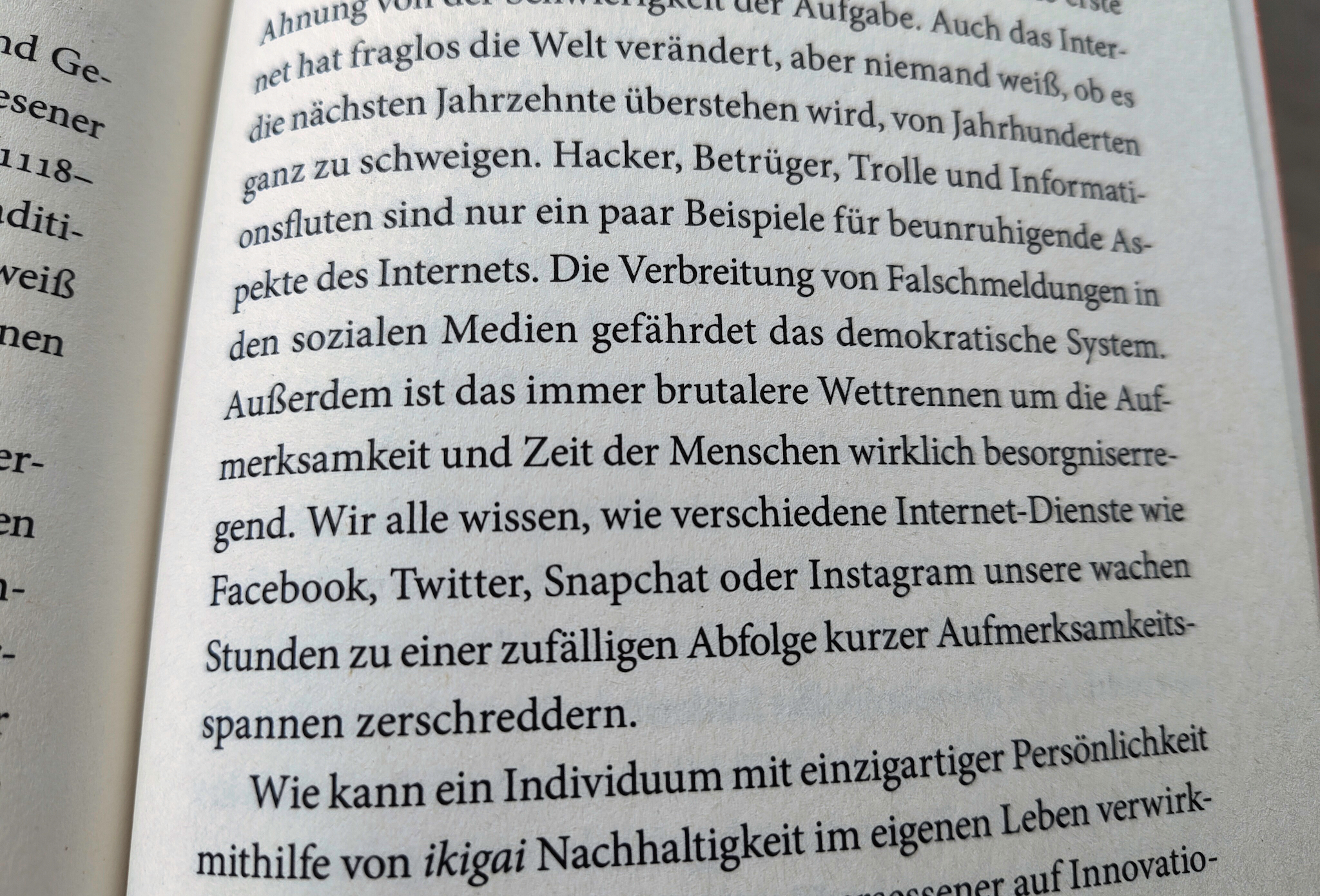 Eine Seite des Buches ikigai von Ken Mogi