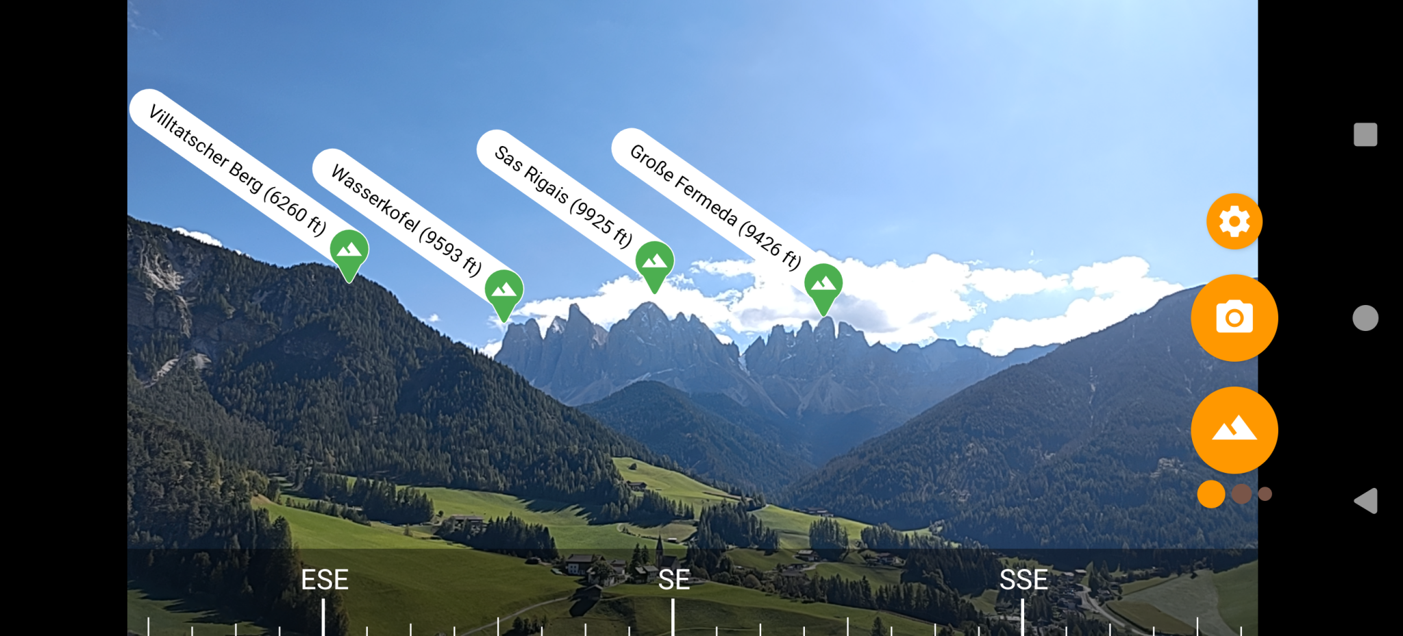 Die Geislergruppe im Villnösstal in der App PeakLens