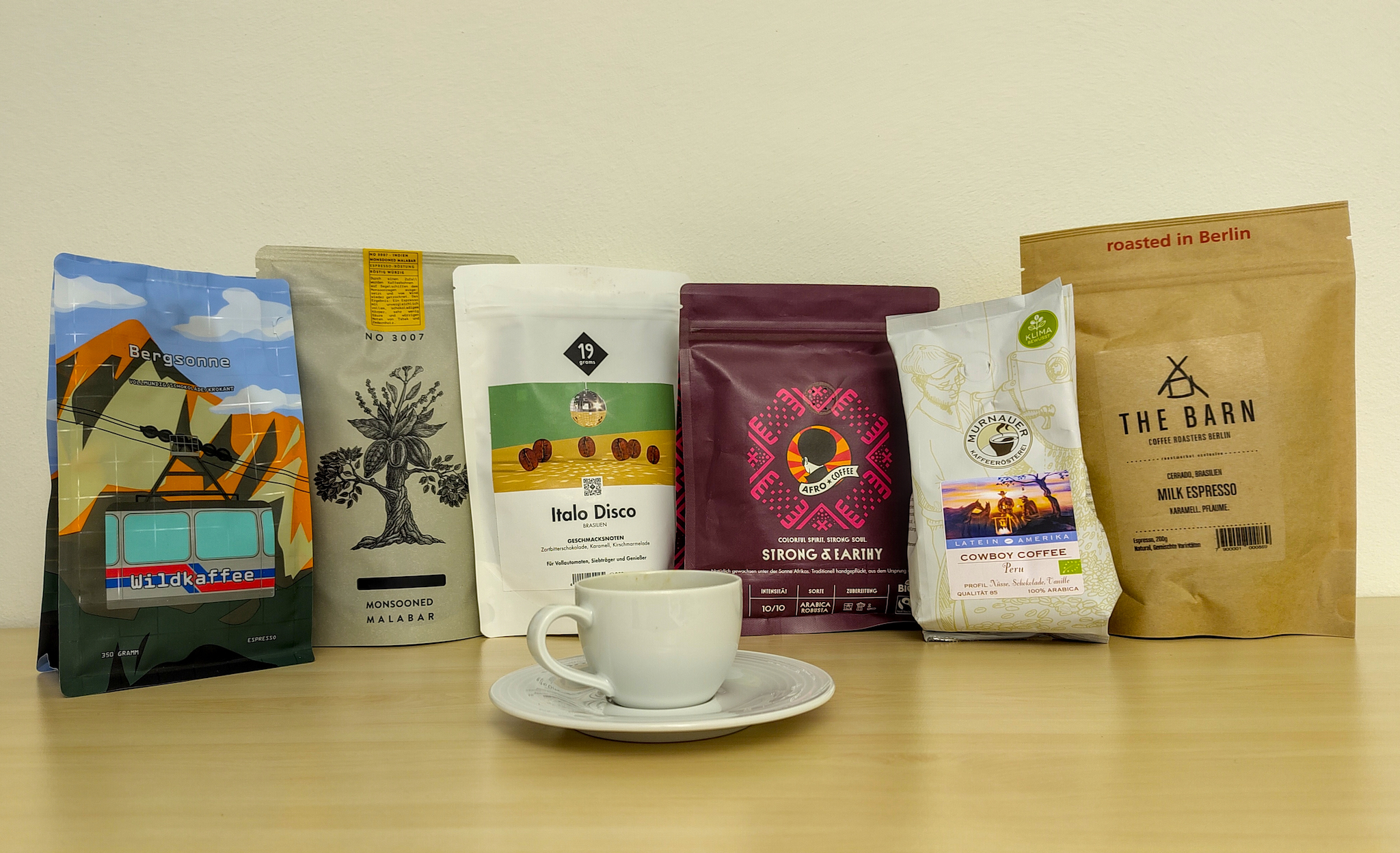 Espresso-Bestellung auf Arbeit. Verschiedene Sorten.