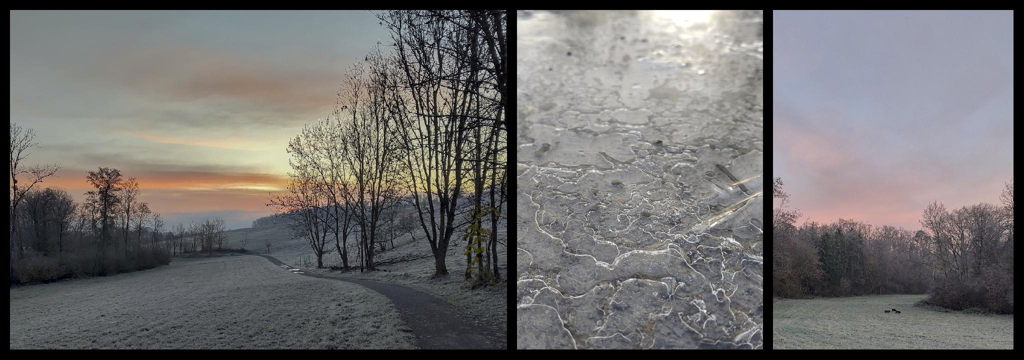Fahrradweg durchs Schozachtal Mit Glatteis.