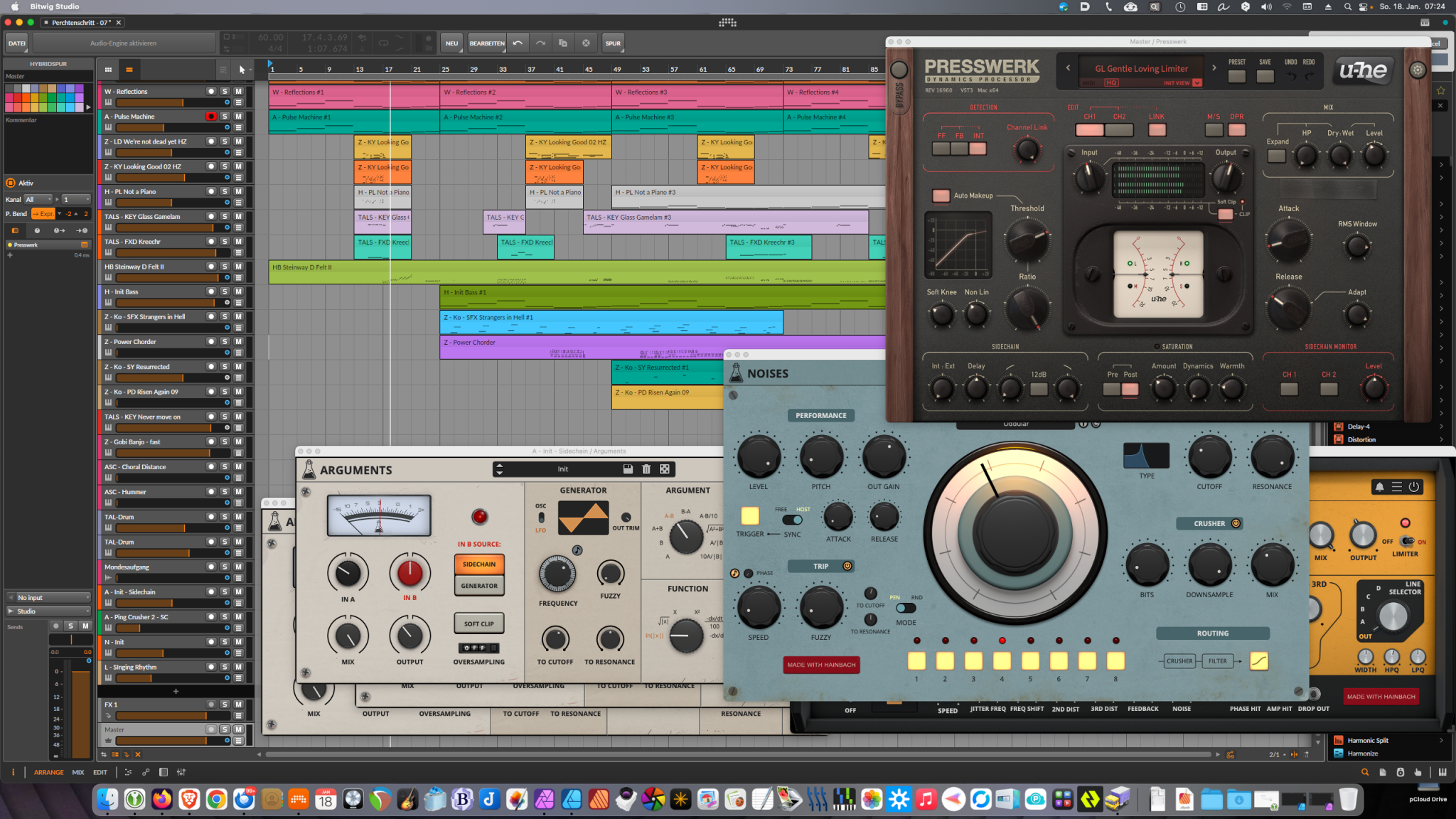 Die DAW Bitwig mit dem Plugin Presswerk von u-he.