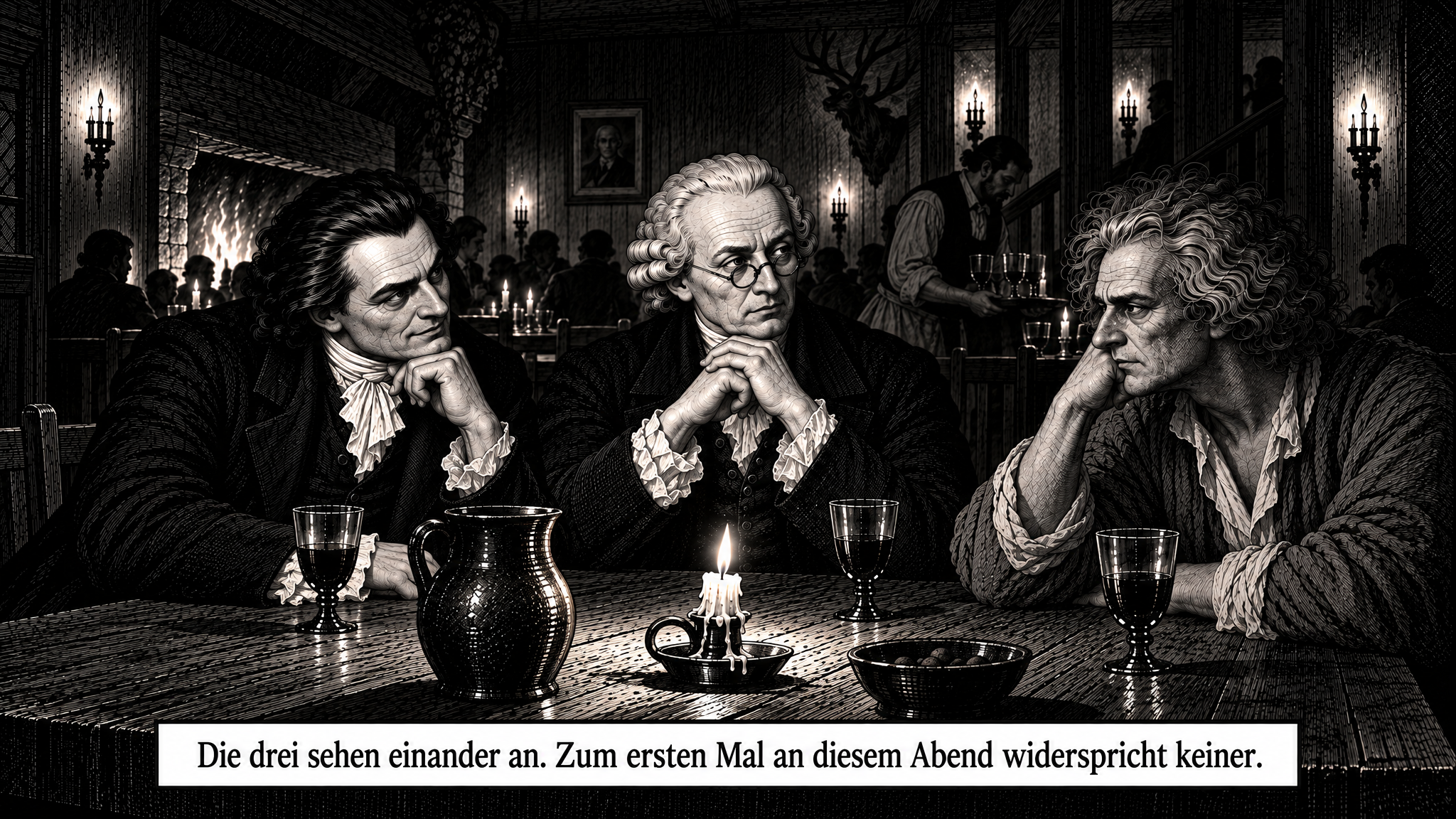 Adam Weishaupt, Immanuel Kant und Jean-Jacques Rousseau schweigen. Keiner widerspricht mehr dem anderen.