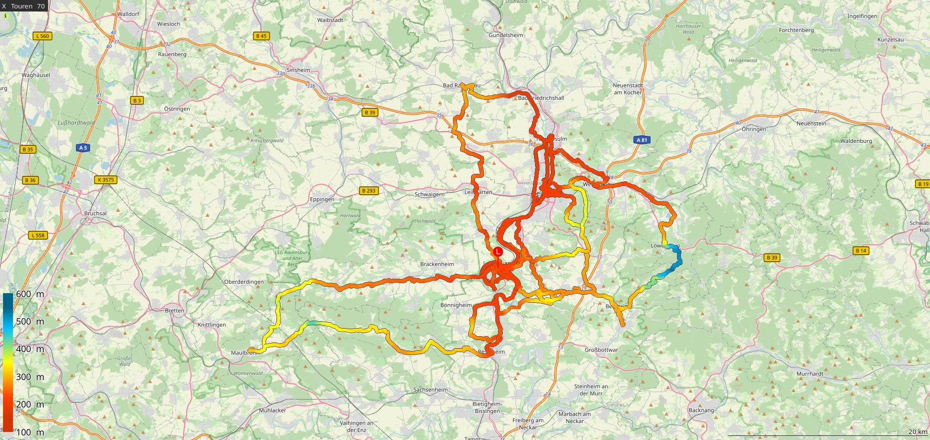 Radtouren am Neckar entlang. Aber auch anderswo. Und hin und wieder auch mall zu Fuß.
